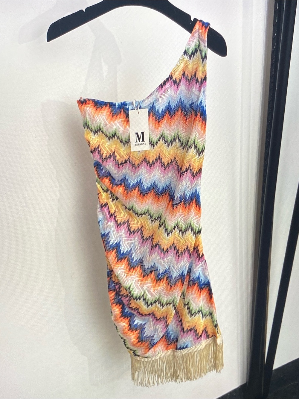 Missoni Multicolor One-Shoulder Fringe Dress